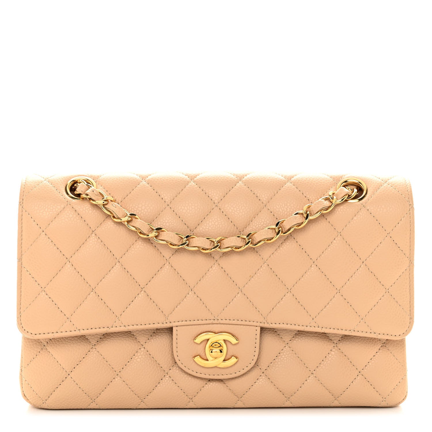 Chanel Caviar Quilted Medium Double Flap Beige 1 of 10