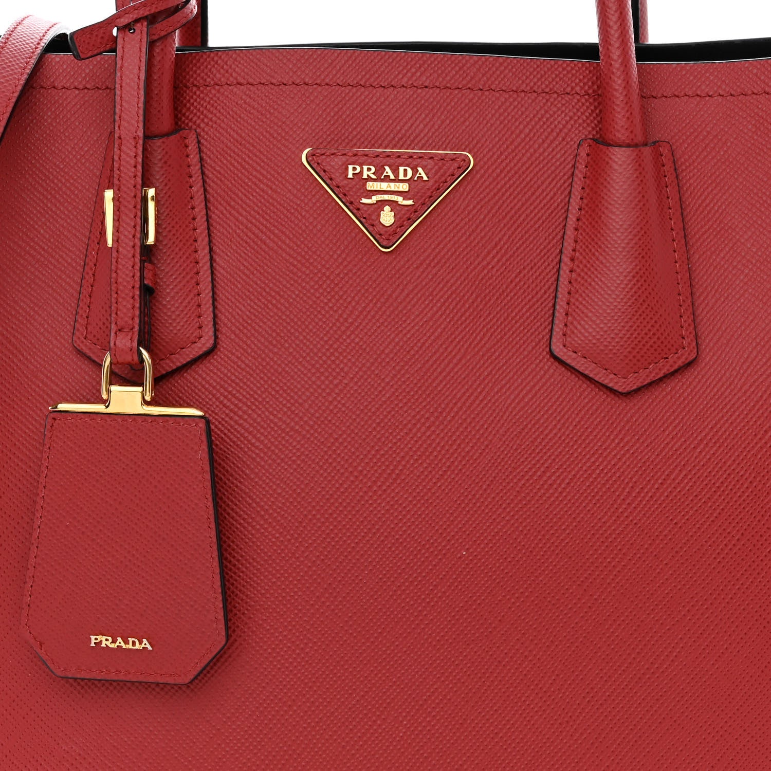Prada Saffiano Cuir Medium Double Bag Fuoco 10 of 13