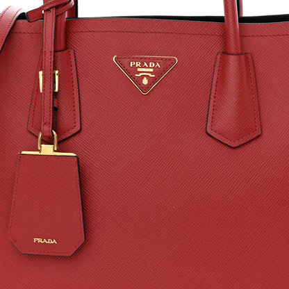 Prada Saffiano Cuir Medium Double Bag Fuoco 10 of 13