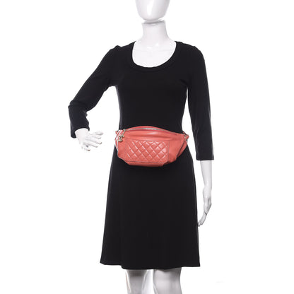 Chanel Crumpled Glazed Lambskin Quilted Waist Bag Fanny Pack Pink 2 of 14