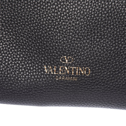 Valentino Garavani Pebbled Calfskin Rockstud Single Handle Flap Bag Black 10 of 10