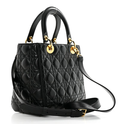Christian Dior Lambskin Cannage Medium Lady Dior Black 2 of 11