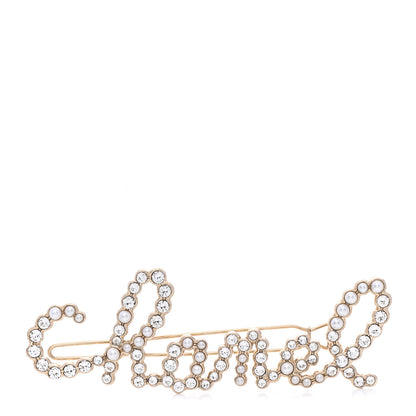 Chanel Metal Glass Swirling Pearls Hair Clip Gold 1 of 4