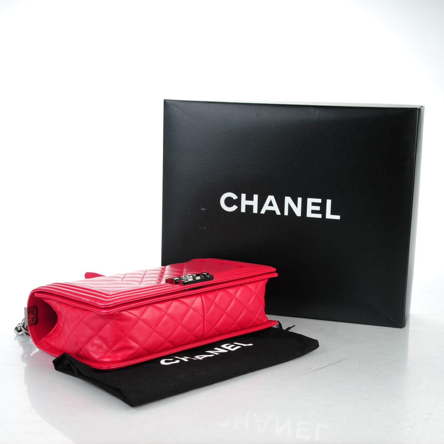 Chanel Lambskin Chevron Quilted New Medium Boy Flap Dark Pink 4 of 7