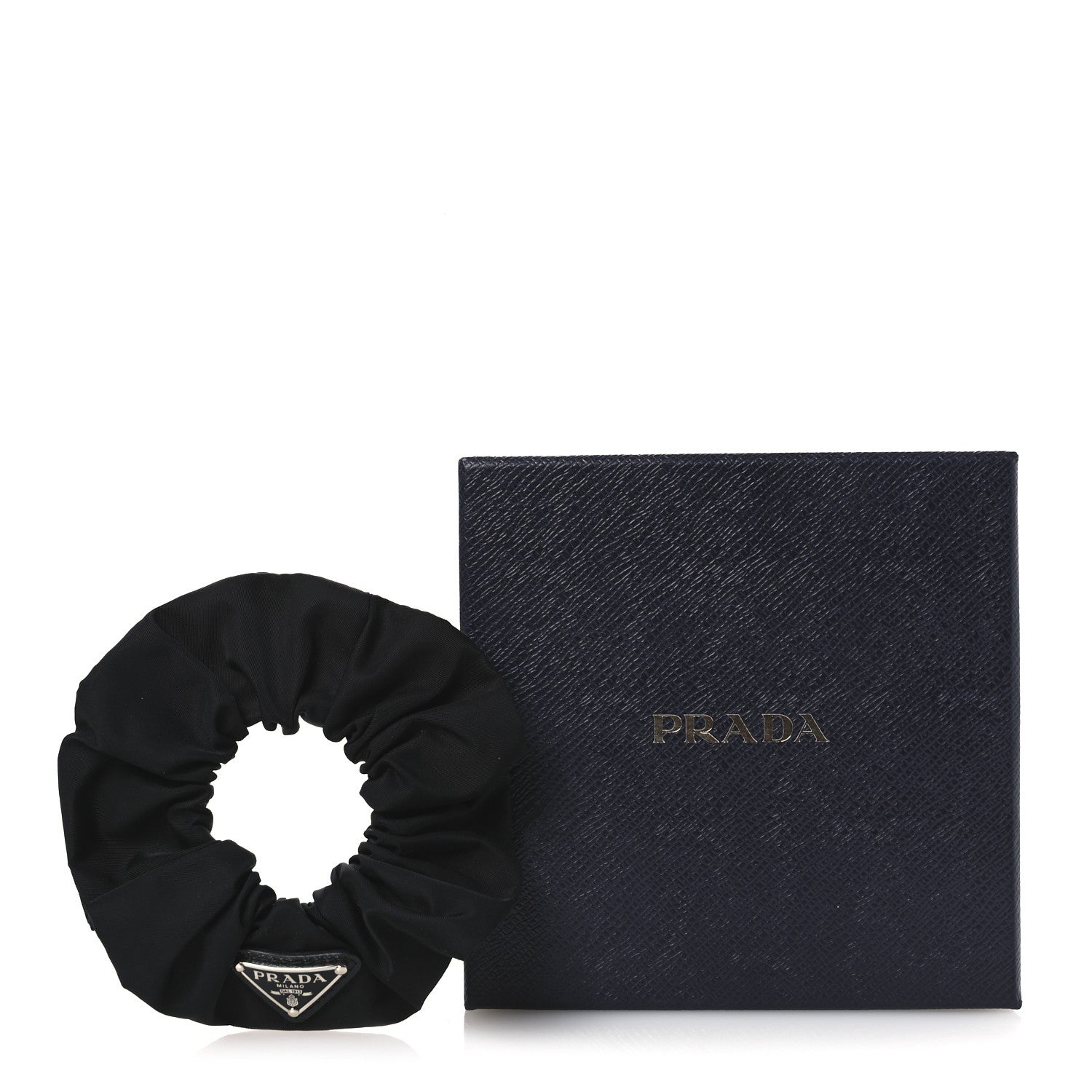 Prada Re-Nylon Metal Logo Scrunchie Black 4 of 4