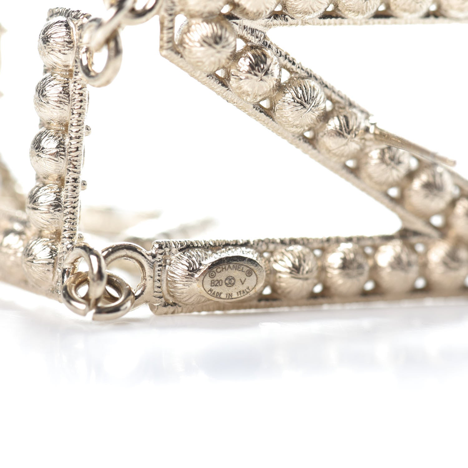 Chanel Crystal Cha-Nel Logo Drop Earrings Gold 4 of 4