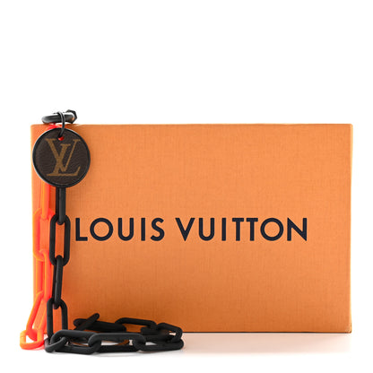 Louis Vuitton Calfskin Monogram Key Ring Chain Bag Charm Black Orange 6 of 6