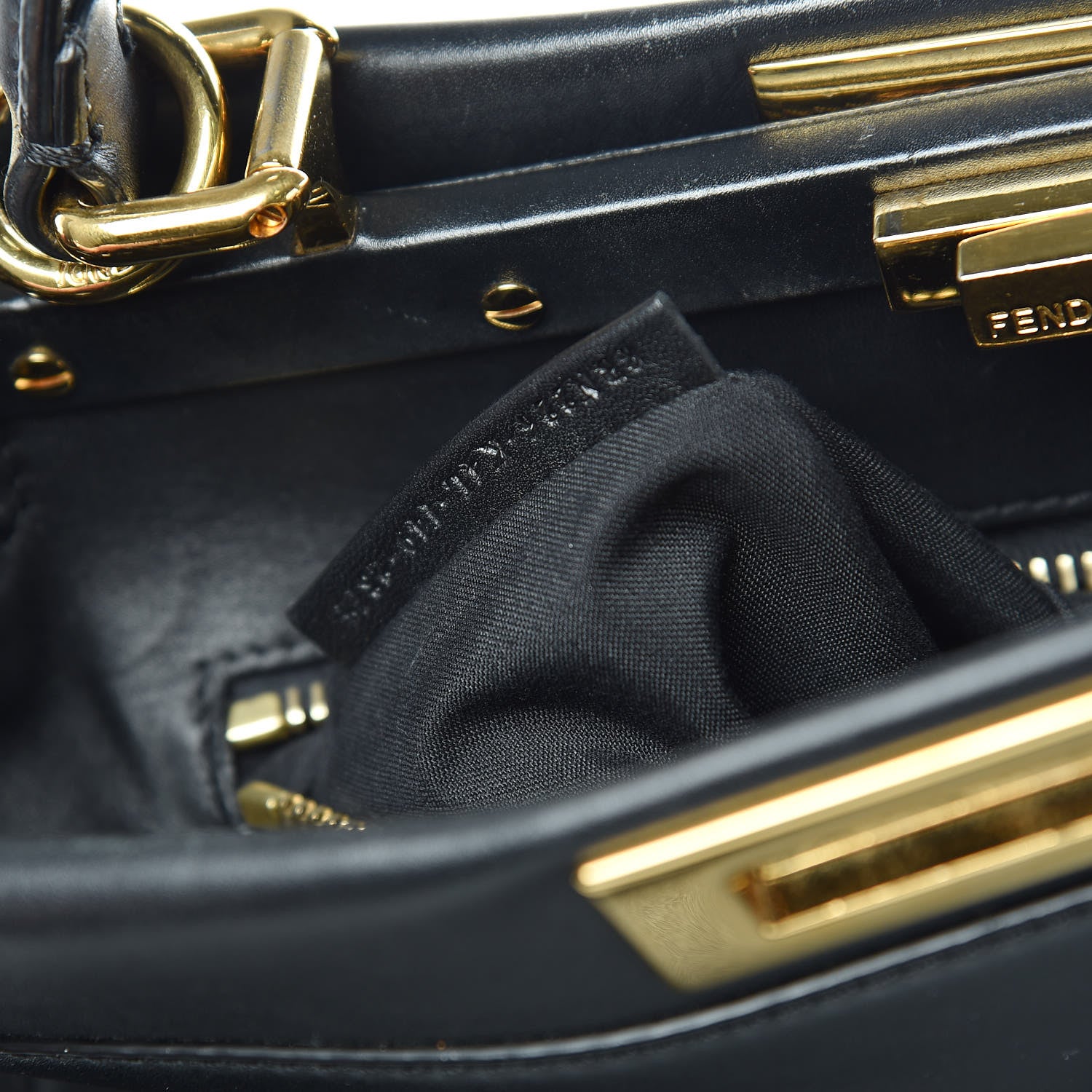 Fendi Vitello Morgan Shiny Nappa Medium Peekaboo Iconic Satchel Black 9 of 14