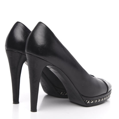 Chanel Lambskin CC Cap Toe Platform Chain Pumps 41 Black 4 of 13