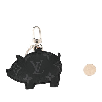 Louis Vuitton Calfskin Monogram Eclipse Pig Bag Charm Key Holder 2 of 5
