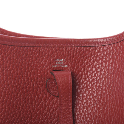 Hermes Taurillon Clemence Amazone Evelyne TPM Rouge Casaque Etain 6 of 12