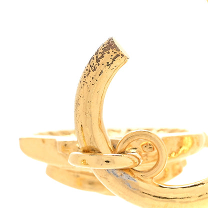 Chanel Metal CC Crystal Seashell Drop Earrings Gold 5 of 5