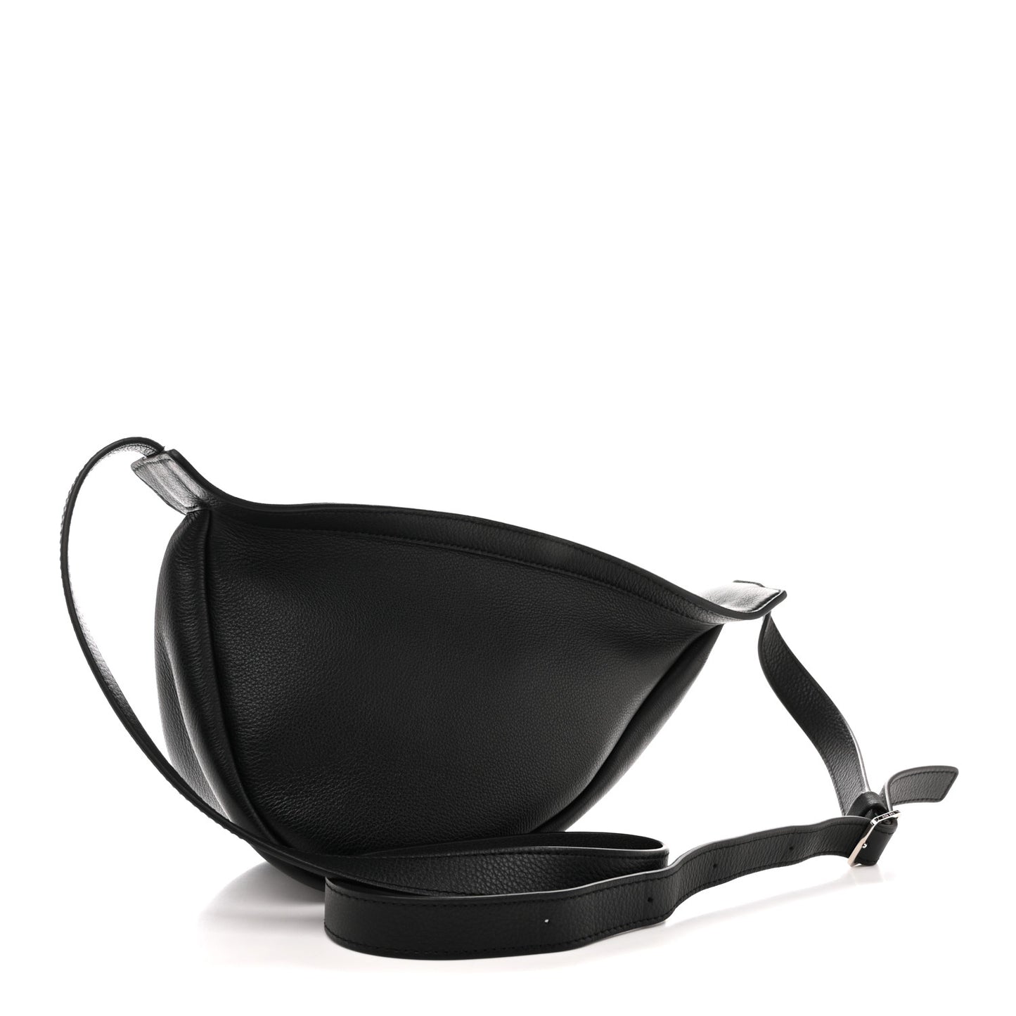 Grained Calfskin Small Slouchy Banana Bag Black