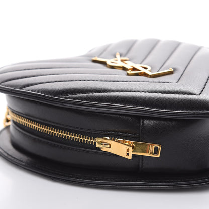 Saint Laurent Lambskin Matelasse Chevron Monogram Small Love Heart Chain Bag Black 10 of 11
