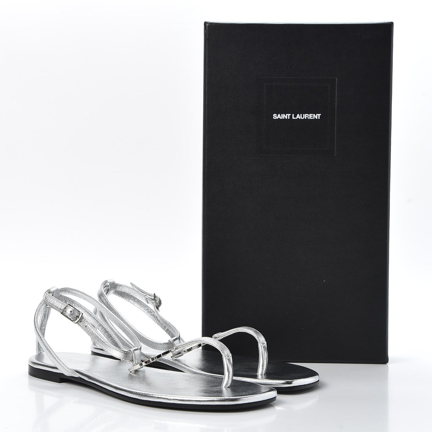 Metallic Lambskin Nu Pieds 05 Thong Sandals 37 Argento