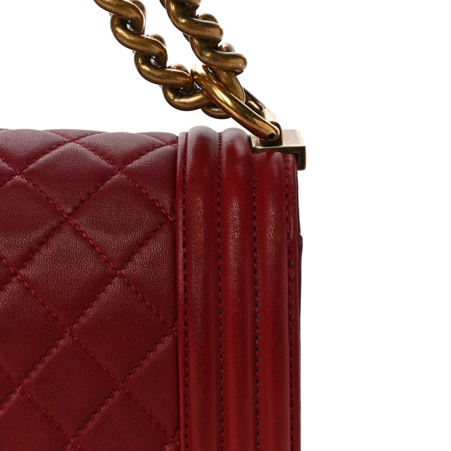 Calfskin Quilted Medium Boy Flap Red