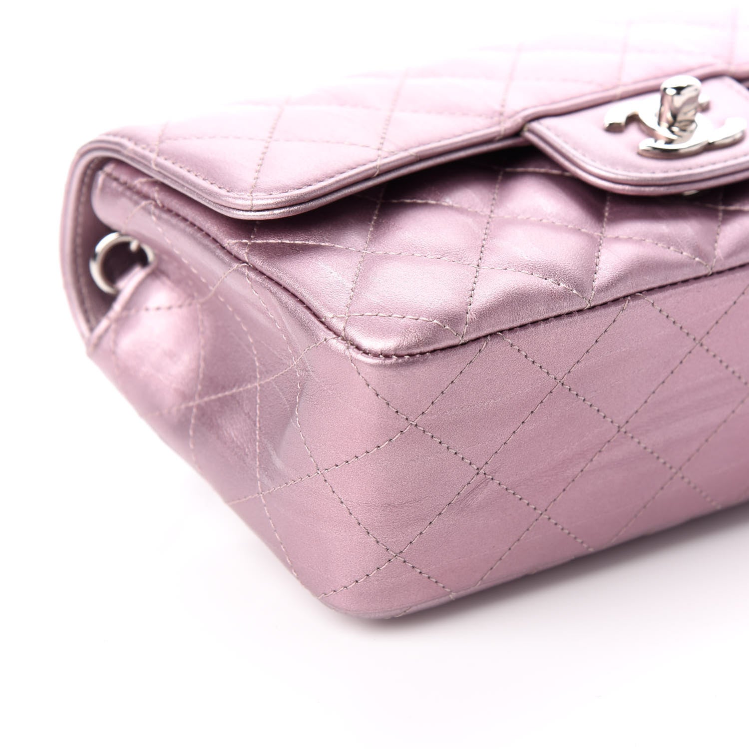 Chanel Metallic Calfskin Quilted Mini Rectangular Flap Pink 9 of 10