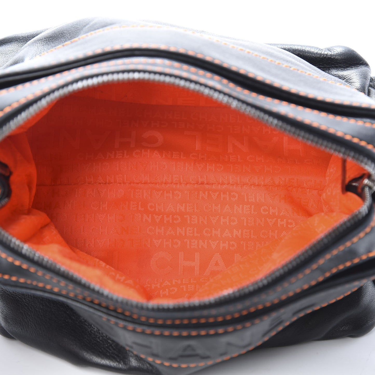 Lambskin Lax Accordion Hobo Black Orange