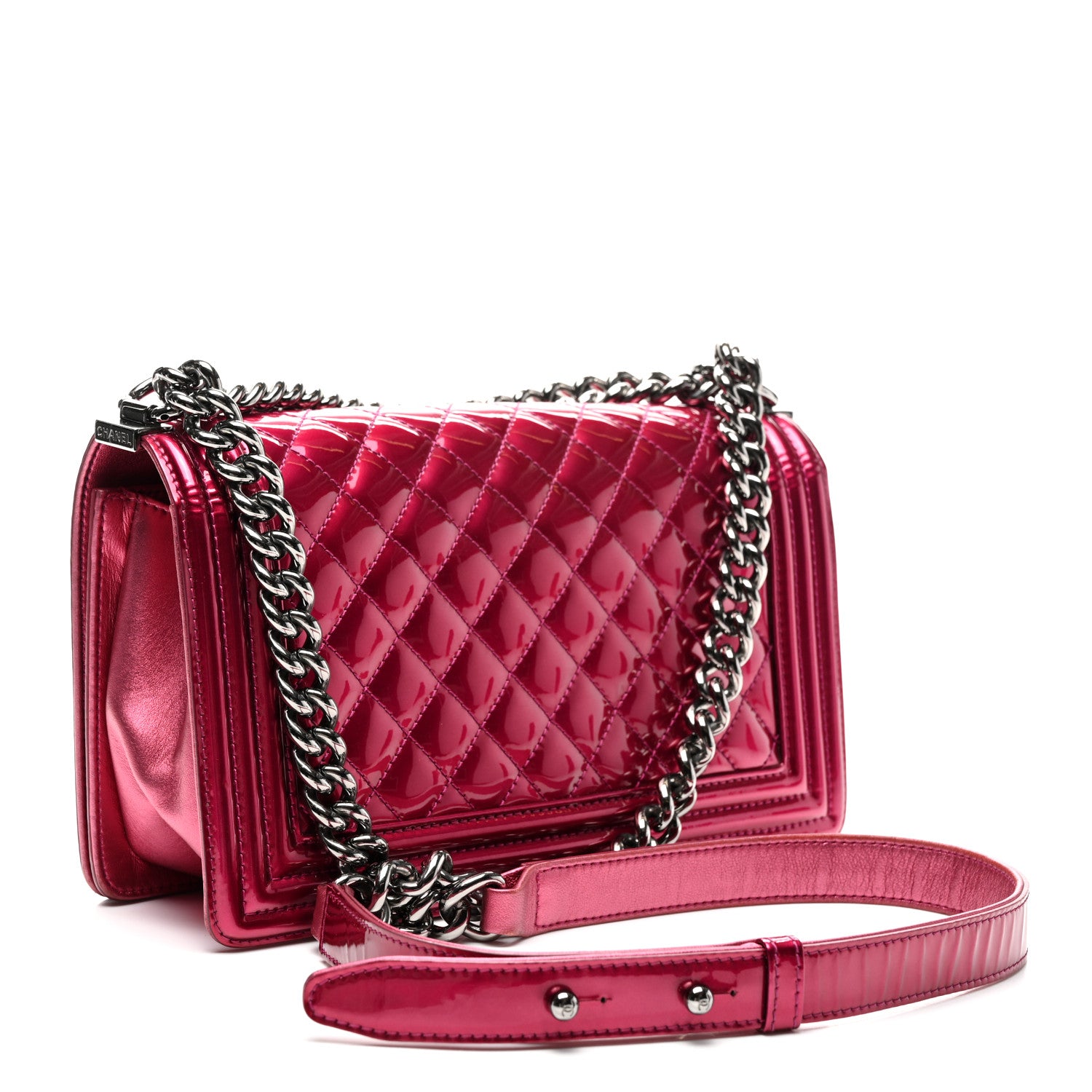 Chanel Metallic Patent Calfskin Quilted Medium Boy Flap Pink 3 of 10
