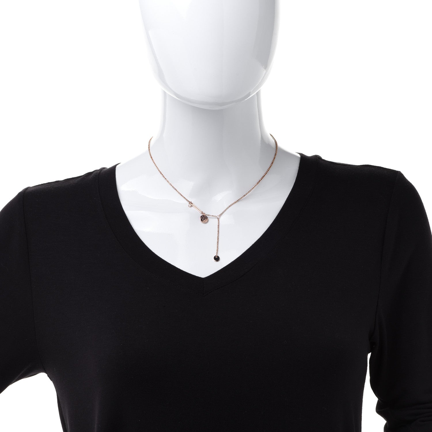 Hermes 18K Rose Gold Diamond TPM Ex-Libris Pendant Necklace 2 of 7