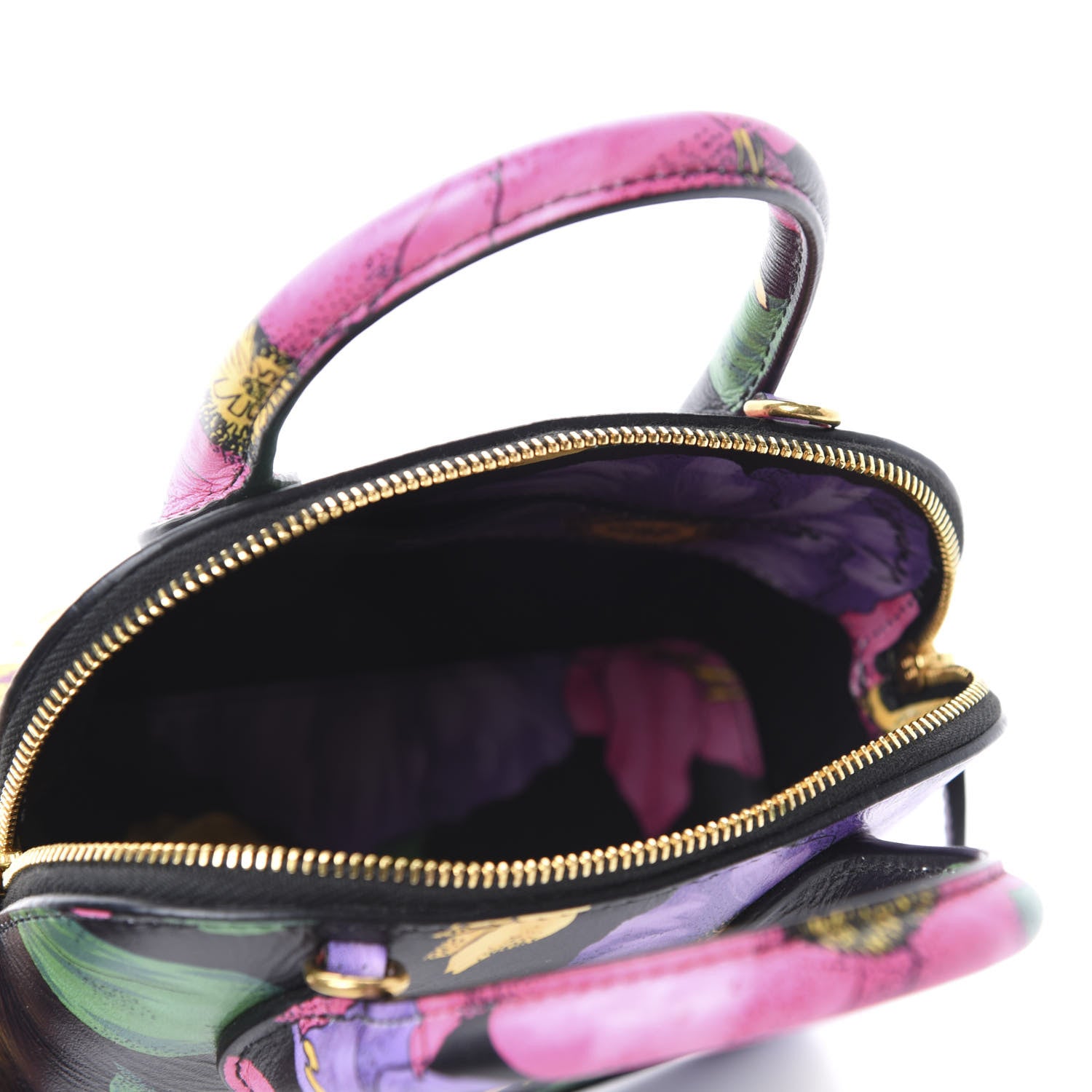Balenciaga Smooth Calfskin Lush Floral Print XXS Ville Top Handle Bag Black Multicolor 5 of 9