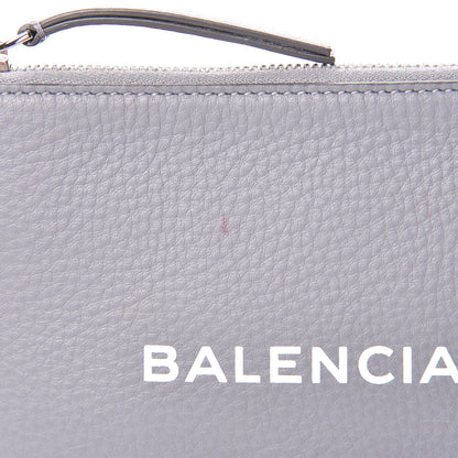 Balenciaga Calfskin Logo Medium Everyday Pouch Gris Perle Fonce White 9 of 9