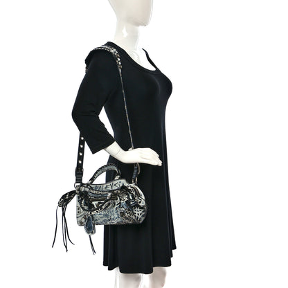 Balenciaga Agneau Arena Graffiti Neo Cagole Handbag XS Black White 2 of 9