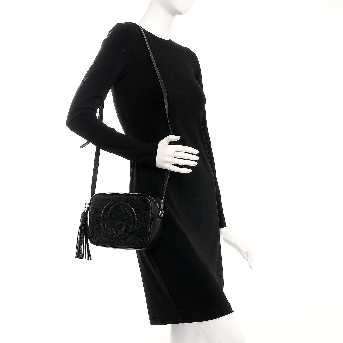 Pebbled Calfskin Small Soho Disco Bag Black