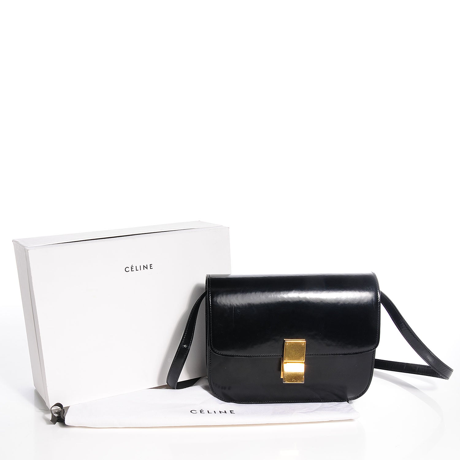 Celine Spazzolato Medium Box Shoulder Bag Black 5 of 8