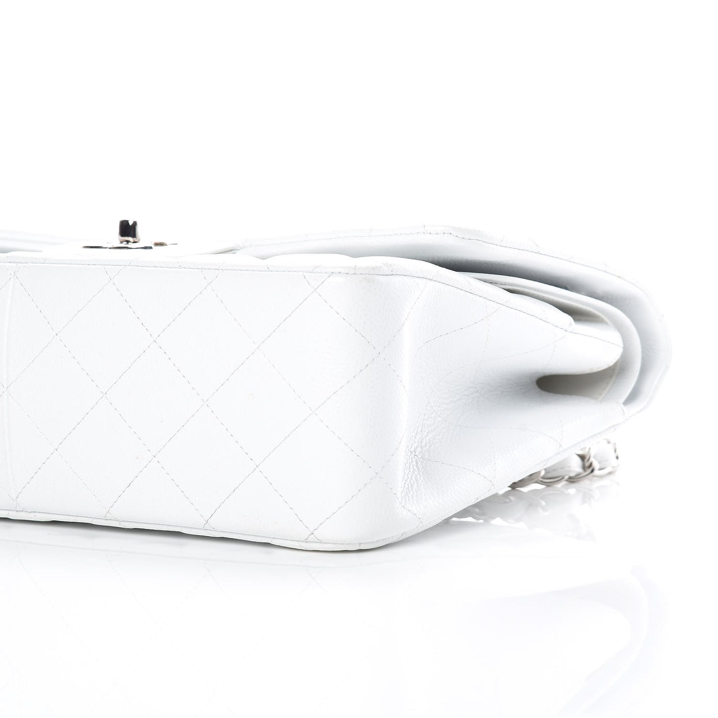 Caviar Quilted Jumbo Double Flap White