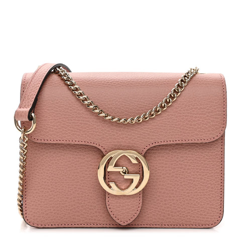 Dollar Calfskin Small Interlocking G Shoulder Bag Soft Pink