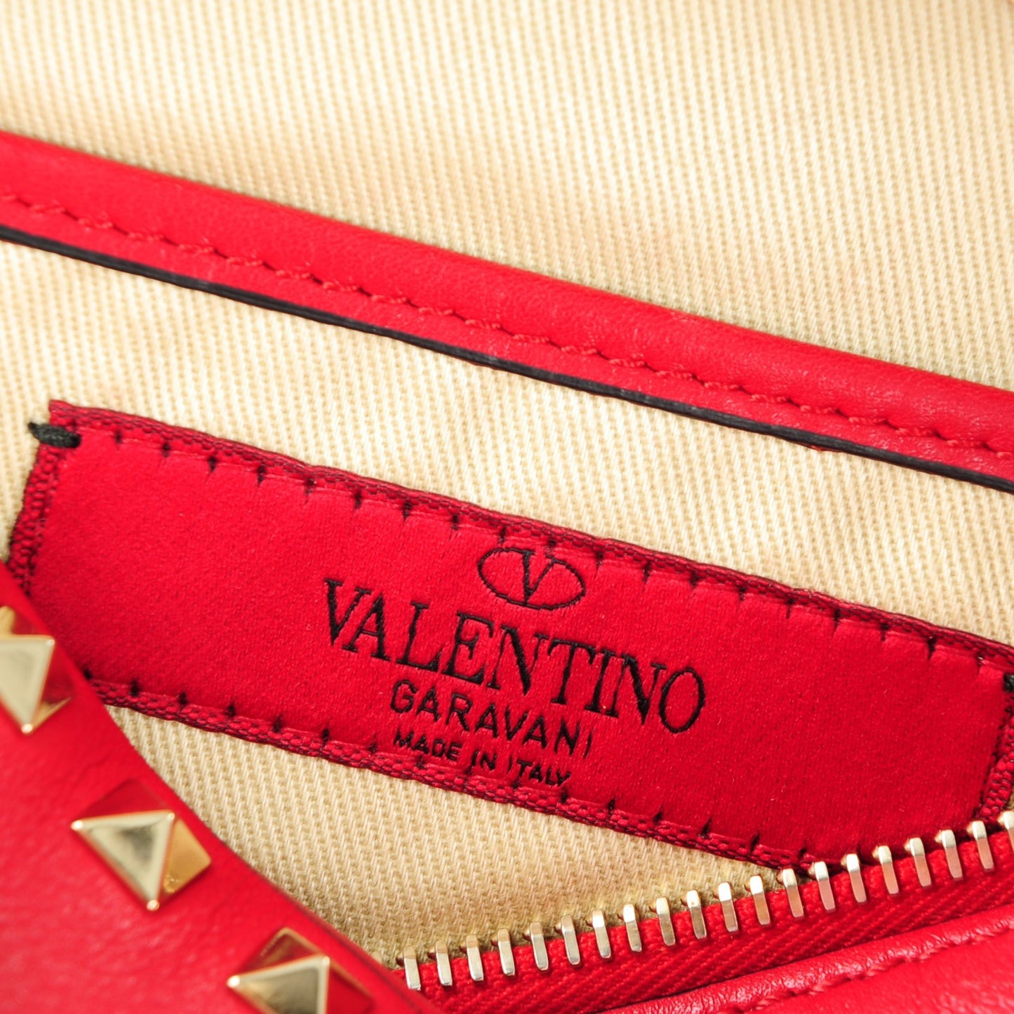 Calfskin Rockstud Camera Crossbody Bag Red