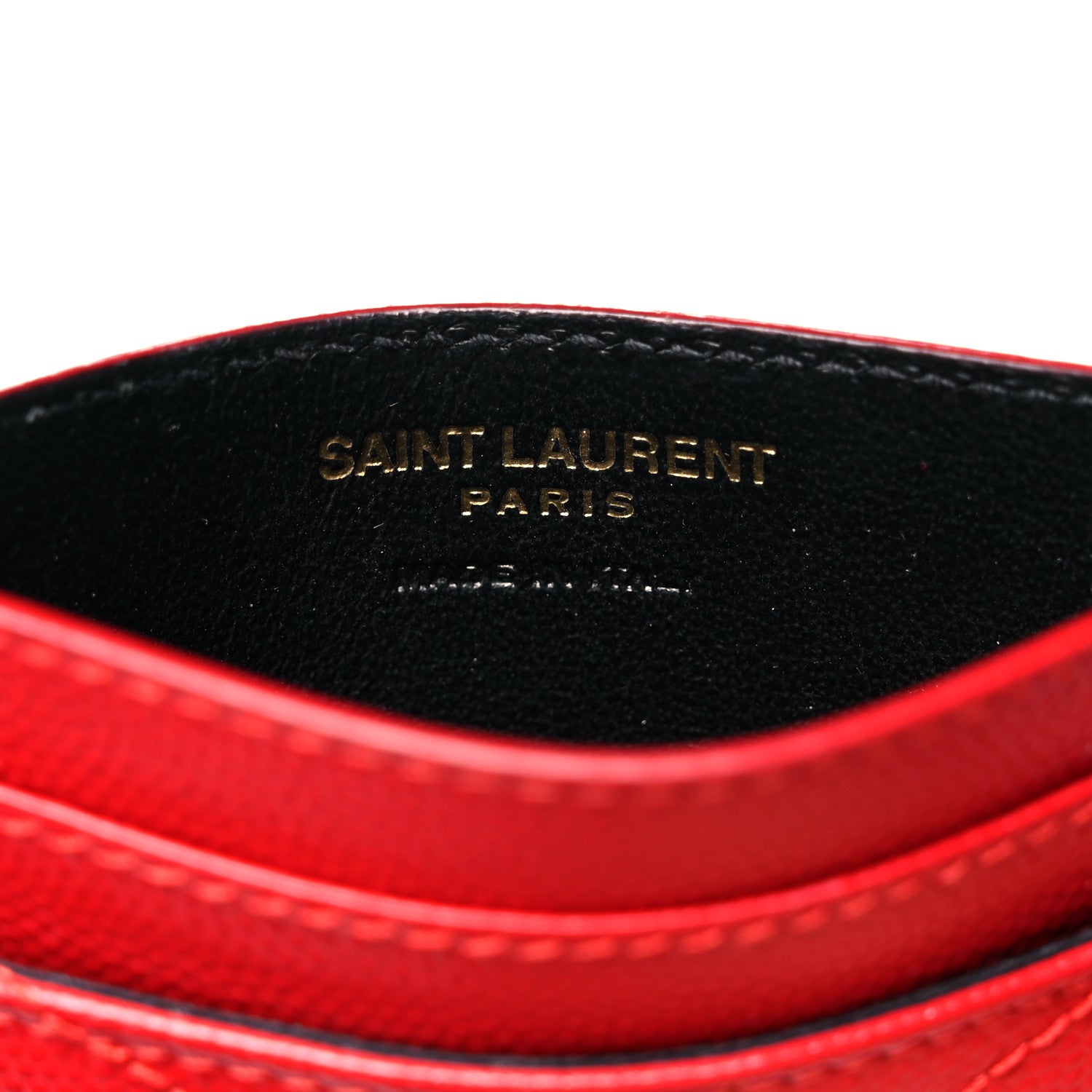 Saint Laurent Grain De Poudre Matelasse Chevron Monogram Credit Card Case Red 6 of 8