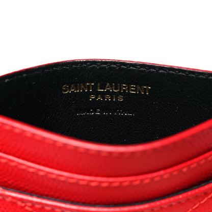 Saint Laurent Grain De Poudre Matelasse Chevron Monogram Credit Card Case Red 6 of 8