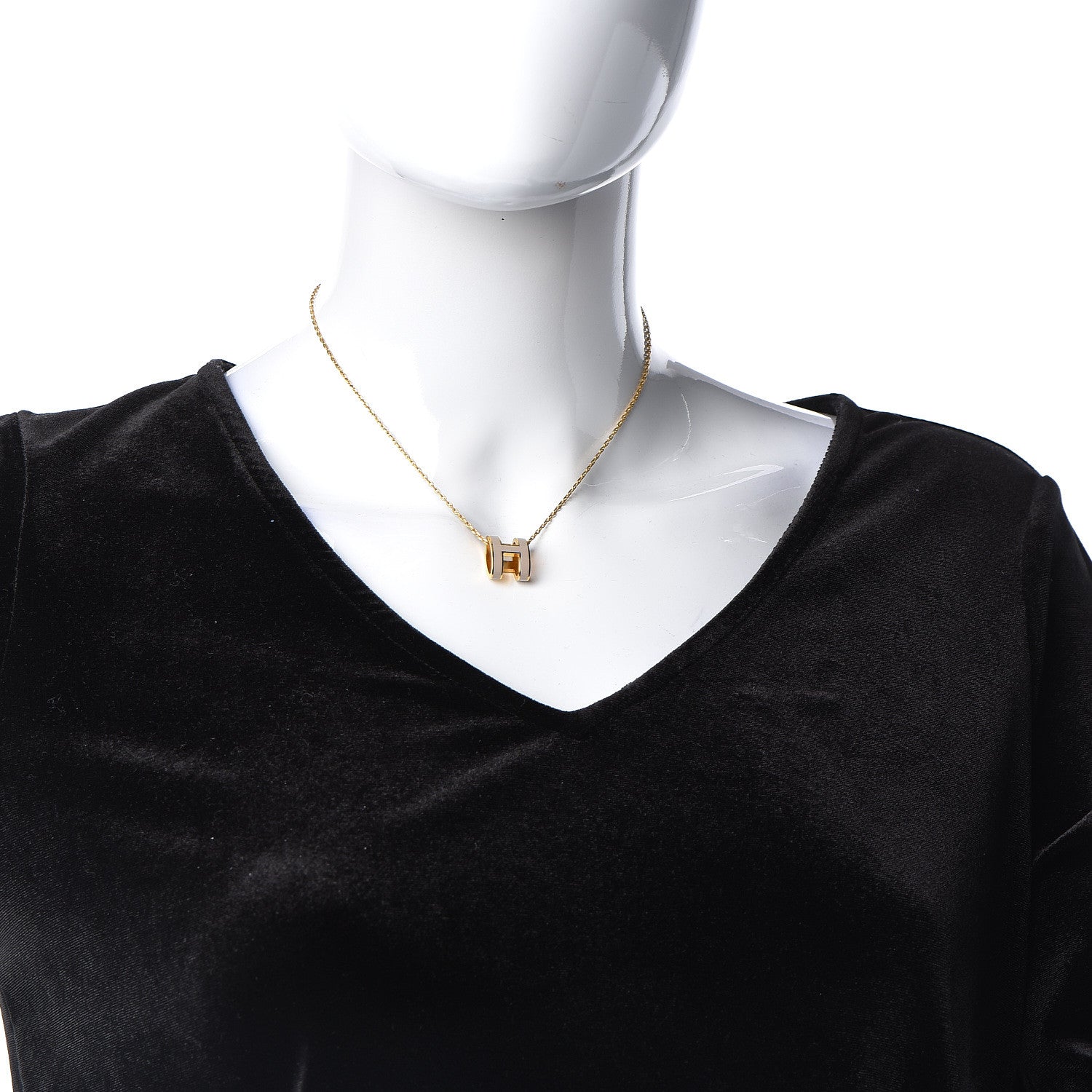 Hermes Lacquered Gold Pop H Pendant Necklace Marron Glace 2 of 6