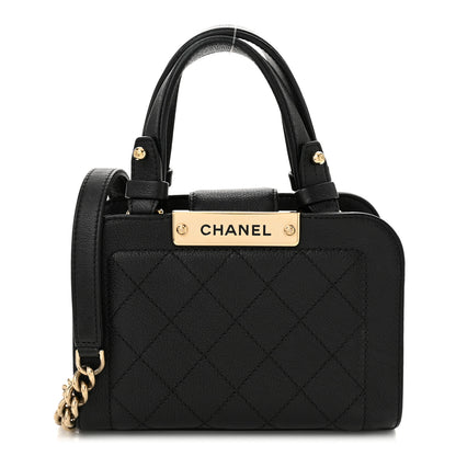 Chanel Grained Calfskin Stitched Mini Label Click Shopper Black 1 of 11