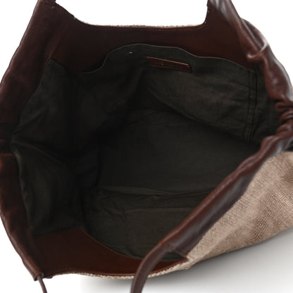 Saint Laurent Linen Belle de Jour Cabas Tote Brown 4 of 4