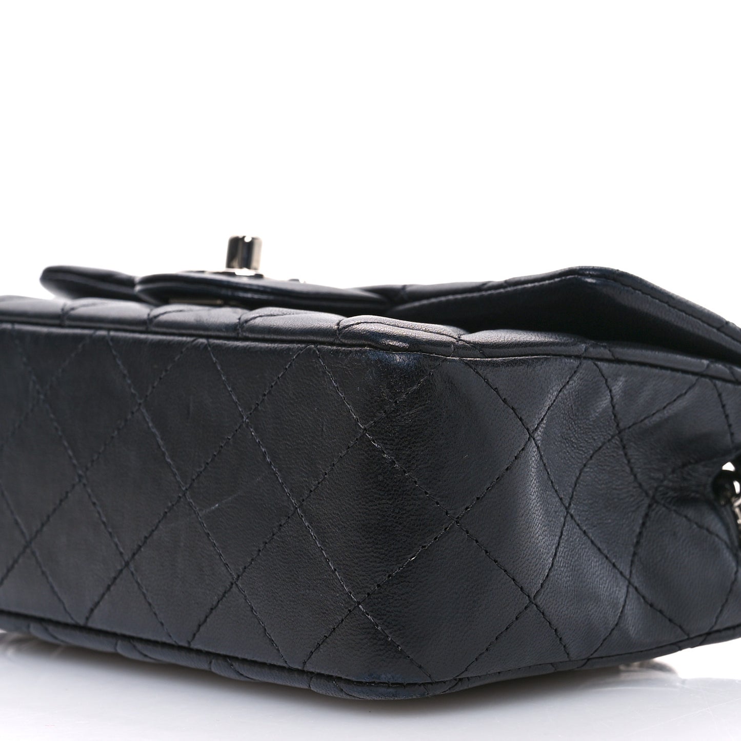 Lambskin Quilted Mini Rectangular Flap Black