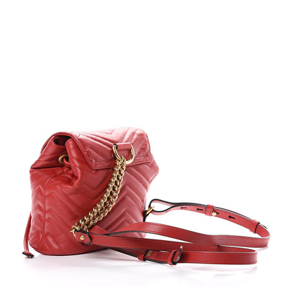 Gucci Calfskin Matelasse GG Marmont Flap Backpack Hibiscus Red 2 of 12