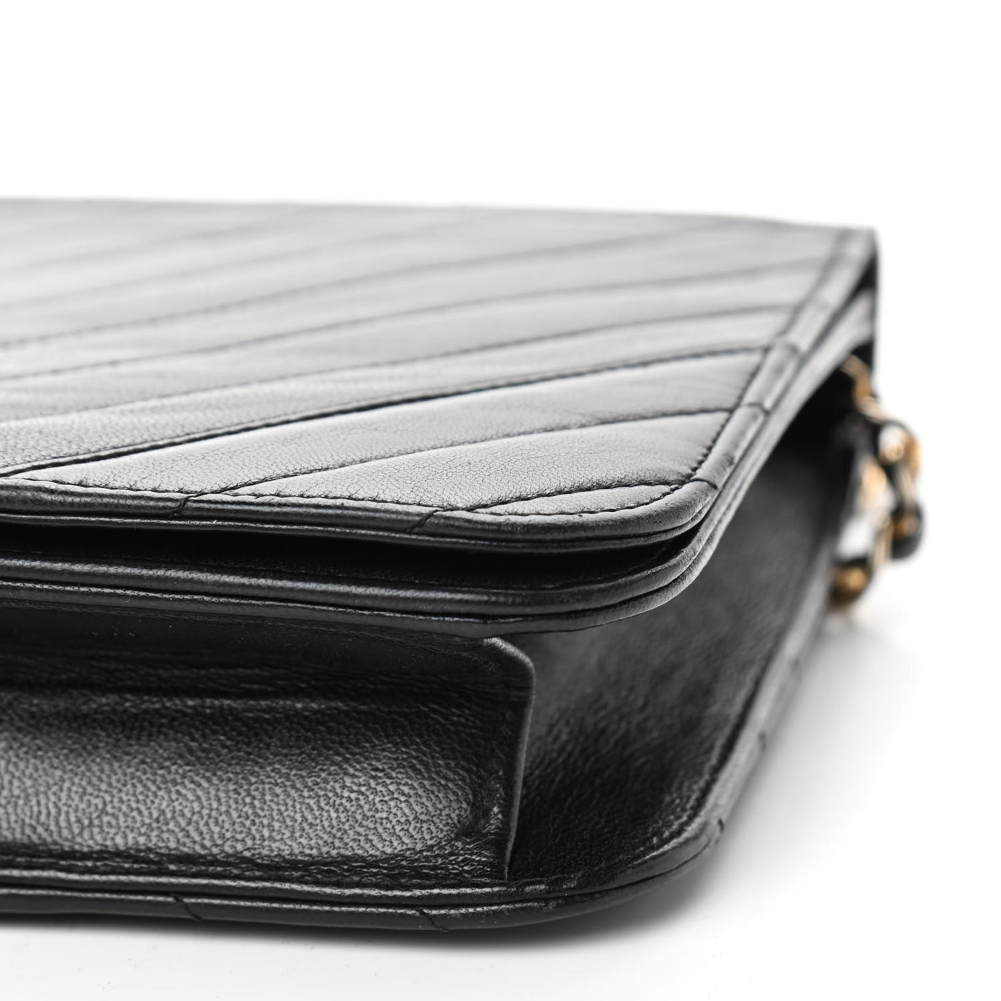 Lambskin Chevron Quilted Small Single Flap Black