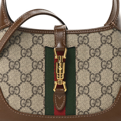 Gucci GG Supreme Monogram Azalea Calfskin Web Mini Jackie 1961 Hobo Beige Ebony Brown Sugar 8 of 10