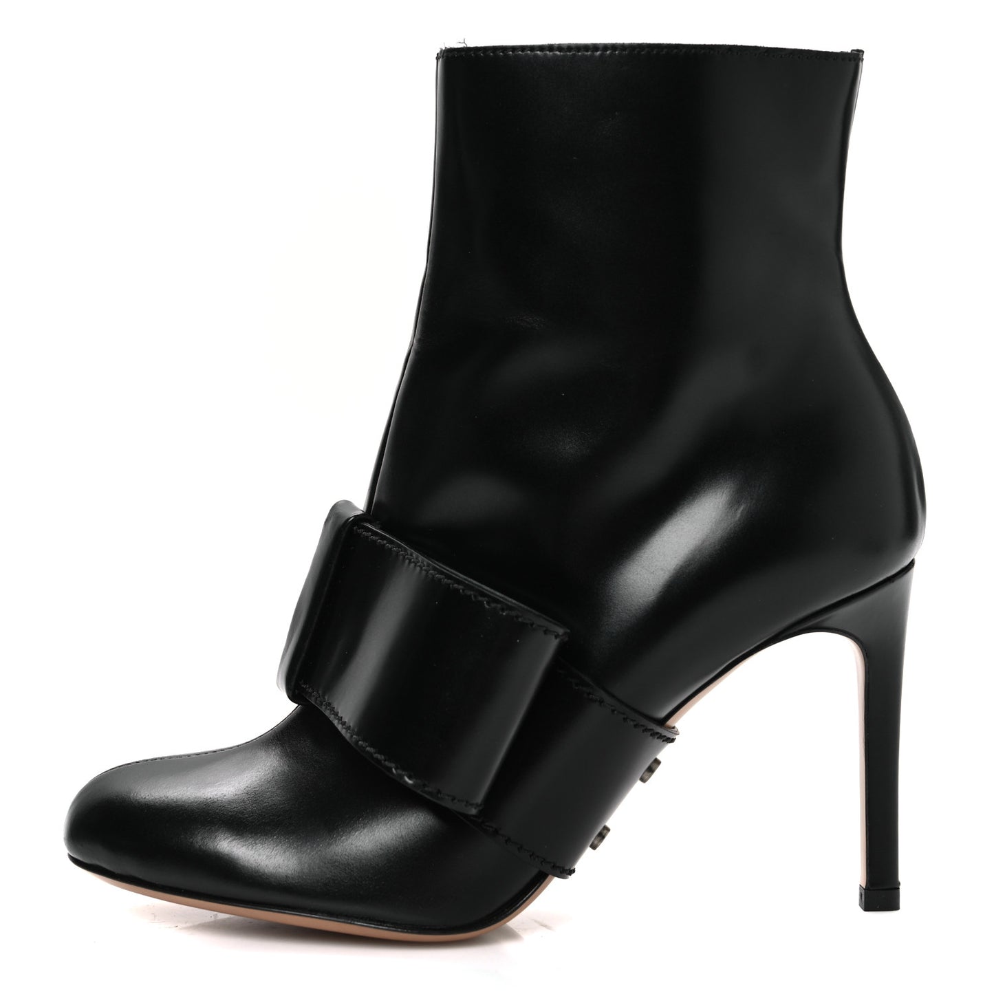 Calfskin Bow Ankle Boots 35 Black
