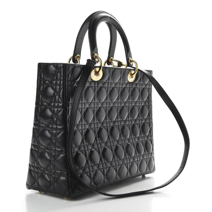 Christian Dior Lambskin Cannage Large Lady Dior Black 3 of 10