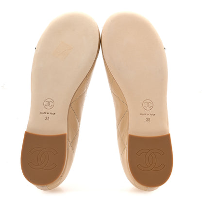 Chanel Lambskin Quilted CC Cambon Ballet Flats 38 Beige Black 6 of 10