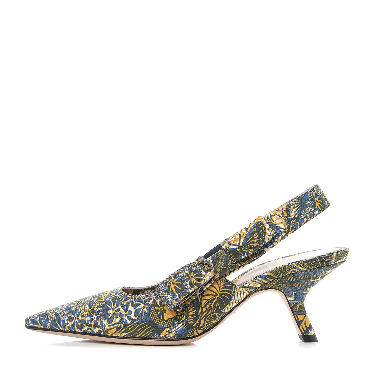 Toile De Jouy Sweet D Slingback Pumps 37.5 Blue Yellow