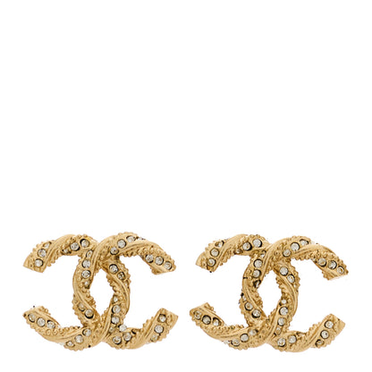 Chanel Crystal Twisted CC Earrings Gold 1 of 5