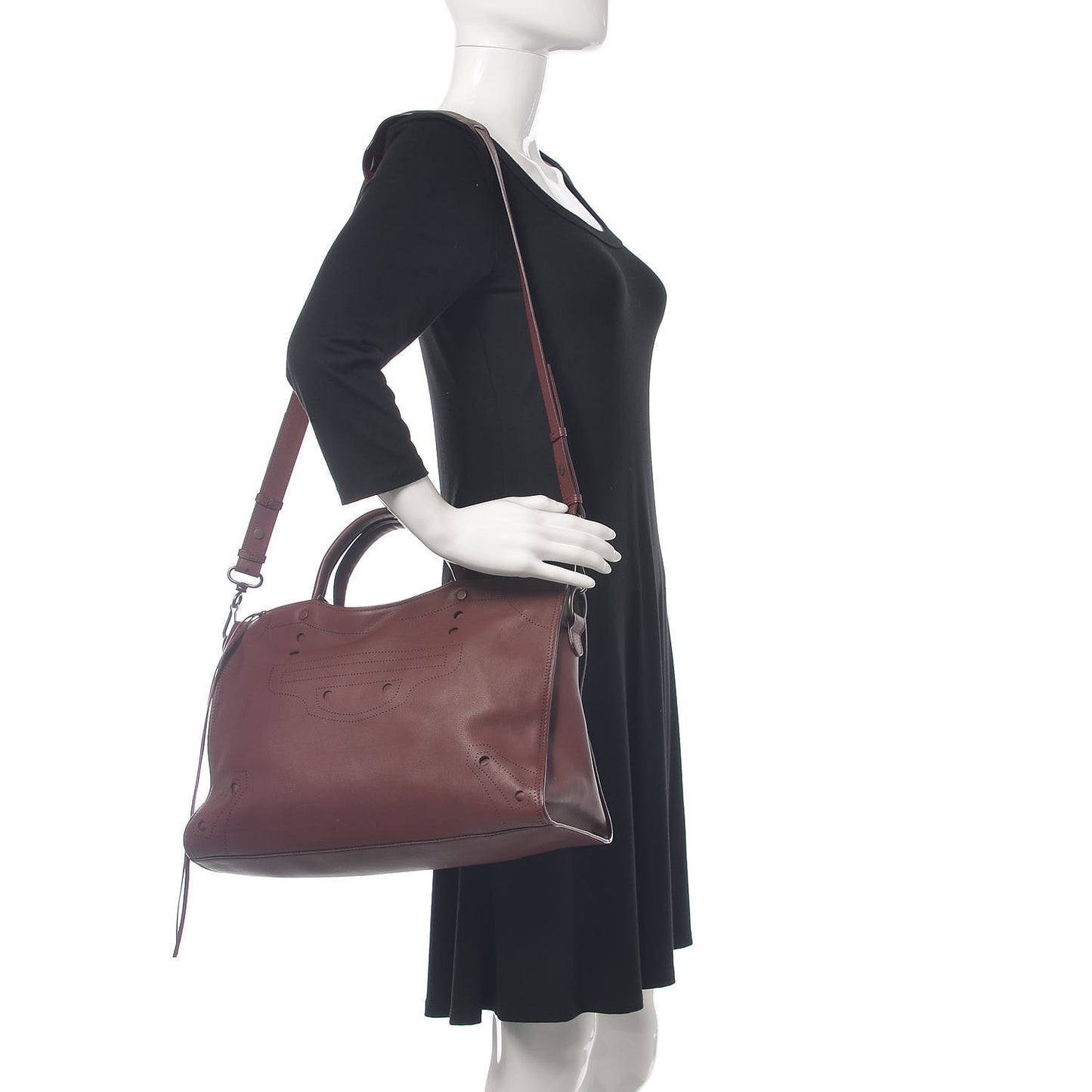 Veau Soyeux Perforated Blackout Hardware City Rouge Bordeaux