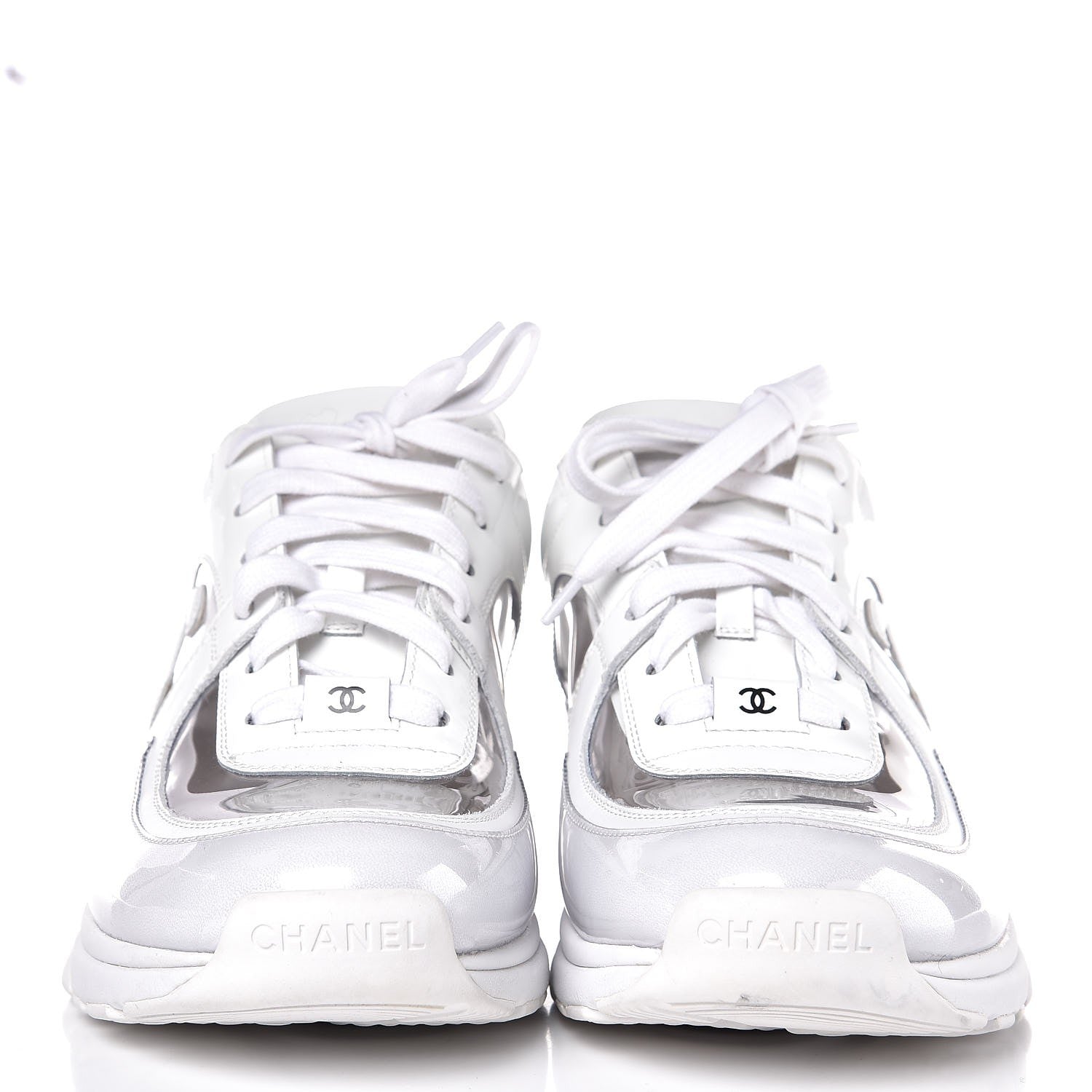 Chanel Calfskin Patent Transparent Sneakers 38 White 2 of 8