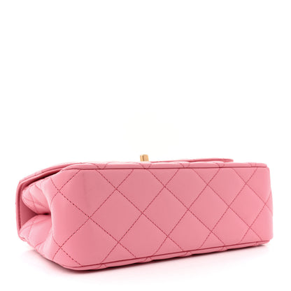 Chanel Lambskin Metal Quilted Twist Top Handle Flap With Chain Light Pink 4 of 15