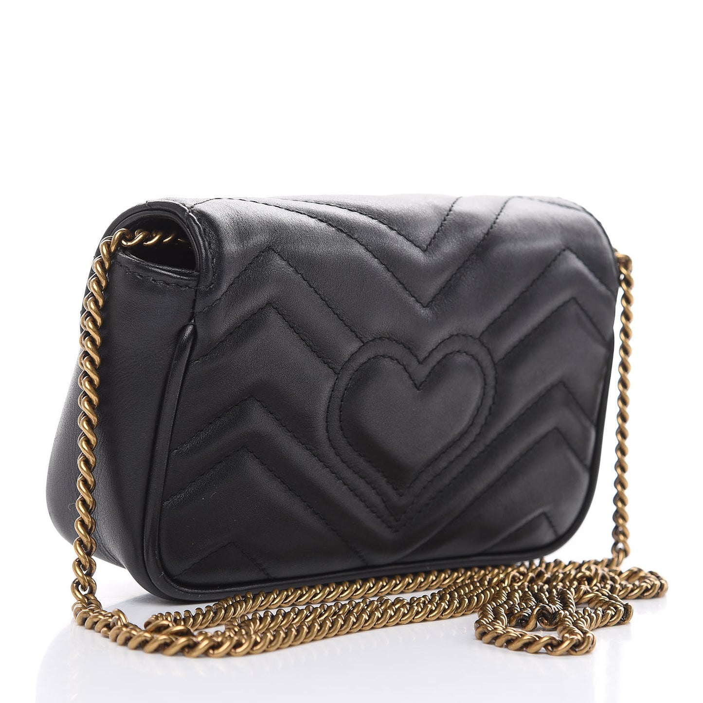 Calfskin Matelasse Super Mini GG Marmont Shoulder Bag Black